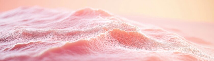 Poster - A serene view of soft, pink ocean waves gently rolling under a pastel sky, evoking tranquility and natural beauty.