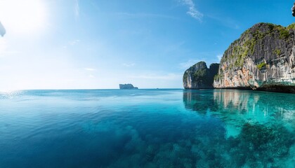 panorama of the sea and mountains