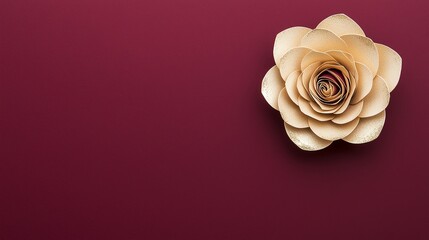 Golden-inked rose sketch on a deep burgundy valentine card, luxurious and modern minimalist composition with a touch of elegance