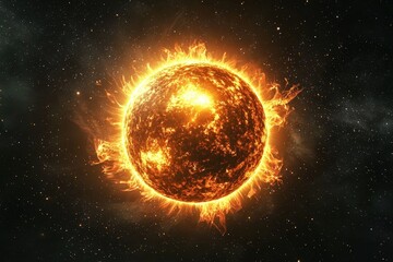 Poster - Fiery sun in space