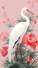 Wall Mural - Heron animal bird art.