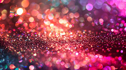 Wall Mural - Abstract Glitter Background with Red, Pink and Orange Bokeh Lights