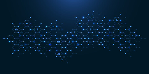 Poster - Global network connection concept. Big data visualization. Social network communication in the global computer networks. Internet technology. Business. Science. Vector illustration