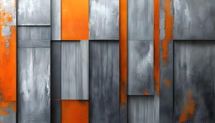 Modern urban abstract texture of gray stucco wall featuring rough layers and subtle orange accents, ideal for creative design and artistic expressions in cityscape visuals