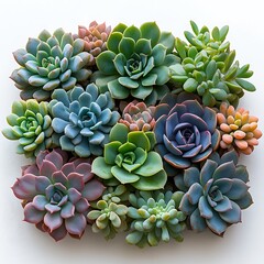 Wall Mural - A vibrant arrangement of various succulent plants displayed together.