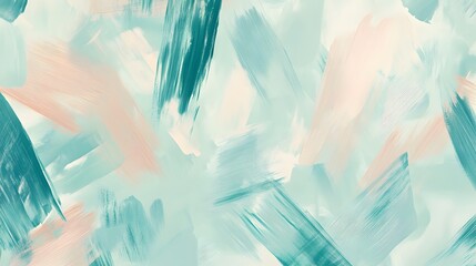 Abstract Watercolor Painting with Teal, Peach, and White Strokes. 