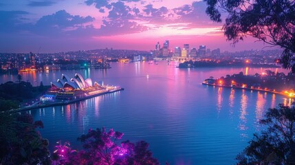 Canvas Print - Sydney Opera House at Dusk, A Cityscape with Vibrant Hues