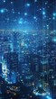 © AURA COLLECTIONS - A vibrant cityscape at night, illuminated by lights and digital overlays.