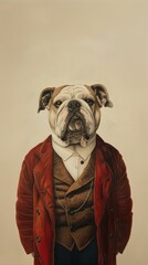 Sticker - A bulldog costuming wearing halloween surrealism portrait animal clothing.