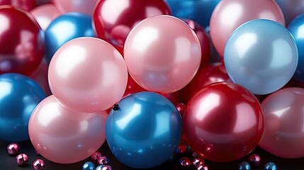 Festive sweet pink and blue balloons background banner celebration theme copy space  