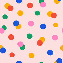 Poster - Seamless pattern with abstract colorful small polka dots on a light background. Vector illustration