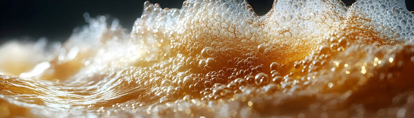 Wall Mural - Golden Bubbles Abstract Background - Liquid Texture