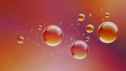 Abstract illustration of floating bubbles against a deep orange and pink backdrop