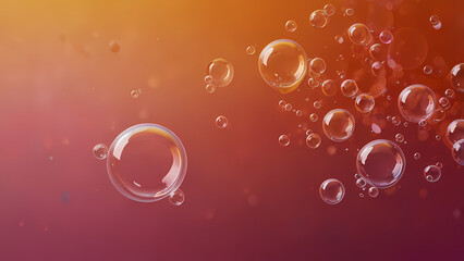 Abstract illustration of floating bubbles against a deep orange and pink backdrop