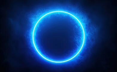 Wall Mural - Glowing blue circle in smoke