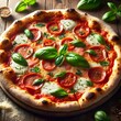 © Yulitsa - Classic Italian pizza on a wooden table