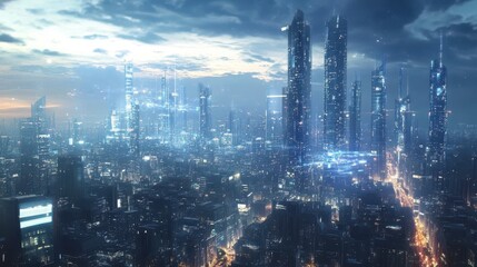 Wall Mural - Futuristic Metropolis: A Gleaming Vision of Tomorrow's City