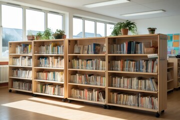 Wall Mural - Bookcases bookshelf furniture classroom.