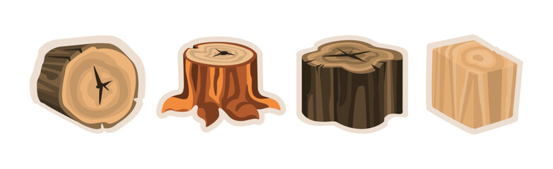 Poster - Wood and Lumber Material Sticker and Element Vector Set.