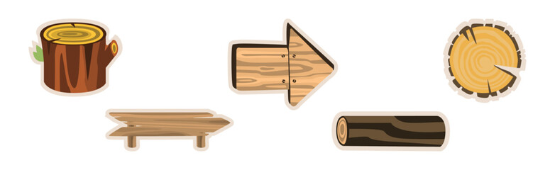 Poster - Wood and Lumber Material Sticker and Element Vector Set.