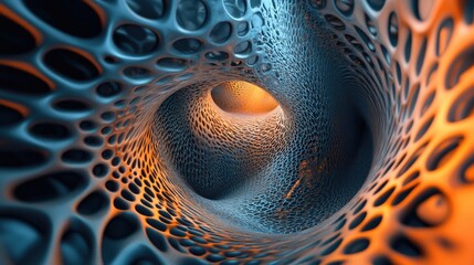 Poster - A 3D image of a cavity with spiraling patterns, distorting the surrounding space in a mesmerizing, abstract design