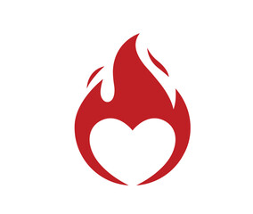 Wall Mural - creative fire flame and heart love logo vector icon symbol