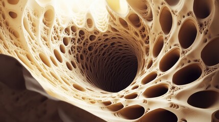 Poster - A 3D image of a cavity with spiraling patterns, distorting the surrounding space in a mesmerizing, abstract design