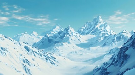 Sticker - Beautiful snow-covered mountains against the blue sky. Panoramic view of a winter landscape in the highlands