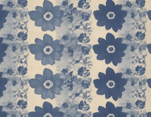 Scandinavian Shades of blue flowers Pattern. Nordic ornament for print, textile, wrapping paper