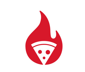 creative fire shape and pizza logo vector icon symbol