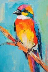 Canvas Print - Bird painting bird animal.