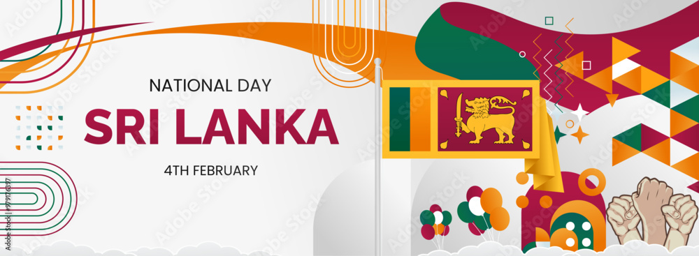 Sri Lanka Independence day banner. Latest horizontal poster with Sri ...
