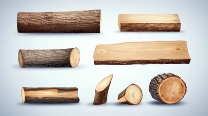 Wall Mural - A collection of wood logs with varying sizes and shapes