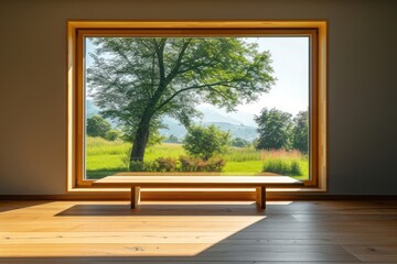 Wall Mural - Window see garden house wood room.