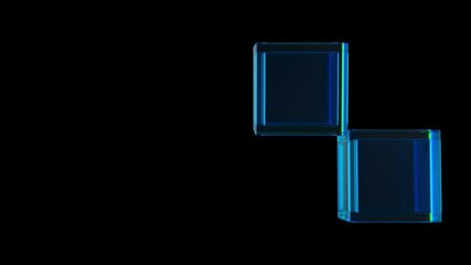 Aufkleber - Two infinite rolling blue glass cubes with iridescence. Abstract geometric loop animation. 3d render