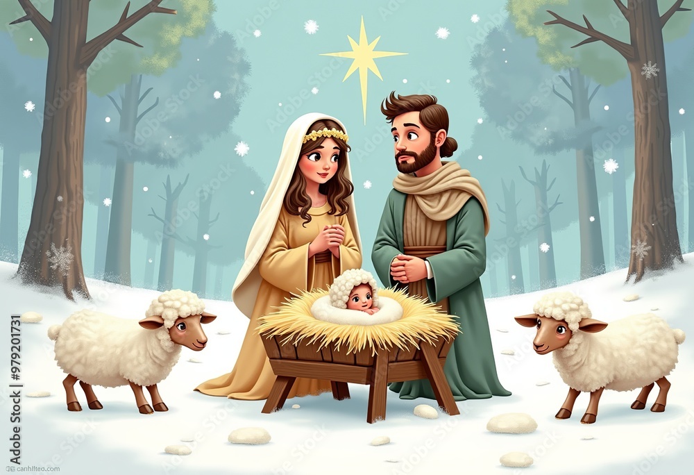 Biblical Nativity Scene: Depicting the Birth of Jesus in Bethlehem ...