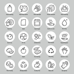 set icons for hand dishwashing. the outline icons are well scalable and editable. contrasting vector
