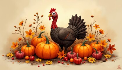 Wall Mural -  Autumns Feast  A Thanksgiving Celebration