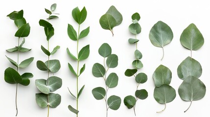 Wall Mural - Green_leaves_eucalyptus_isolated_on_white_background