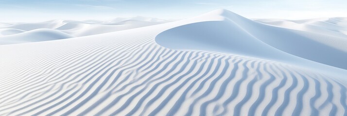 Serene white sand dunes under a clear sky during the early morning hours