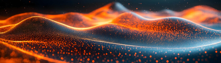 Abstract Background with Glowing Waves and Particles