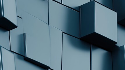 Poster - A collection of smooth, glossy black and blue tiles is arranged in a contemporary design, showcasing abstract shapes and reflections under bright lighting SEAMLESS PATTERN