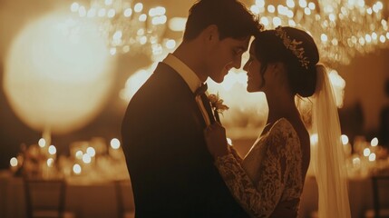 warm cinematic scene of bride and groom taking photo at a premium wedding