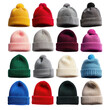 © nsit0108 - Sixteen colorful knitted wool winter hats with pompoms, providing warmth and style for cold weather
