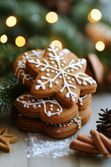 Wall Mural - Ginger cookies and merry christmas,happy new year decoration