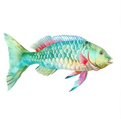 Sticker - Colorful watercolor fish illustration