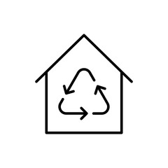 Wall Mural - House recycle outline icons, minimalist vector illustration ,simple transparent graphic element .Isolated on white background