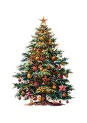 Sticker - Festive Christmas tree illustration background