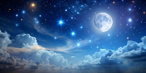 Landscape featuring a serene night sky with a bright moon and twinkling stars , stars, moon, night, sky, landscape, peaceful