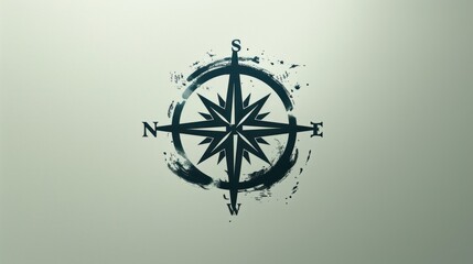 Wall Mural - A stylized compass rose painted on a textured background, symbolizing adventure and exploration at dawn. Generative AI